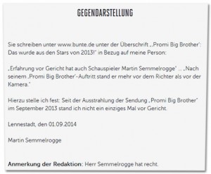 Bunte Gegendarstellung (Screenshot: Martin Semmelrogge)